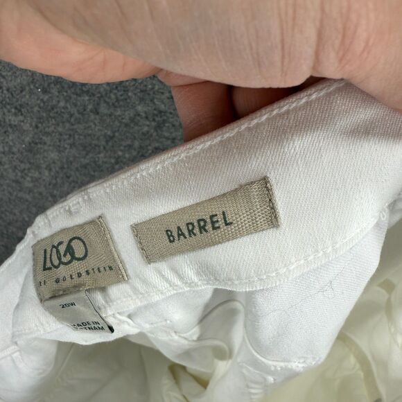 Logo Lori Goldstein Jeans Women 20W Plus White Denim Light Wash High Rise Barrel - Picture 7 of 9